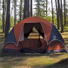 a tent in the woods
