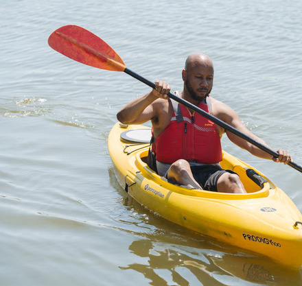 a man in a kayak
