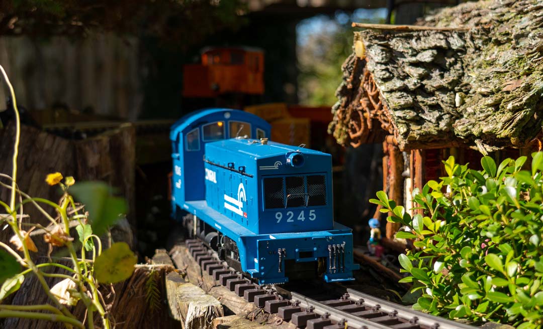 a toy train on a track